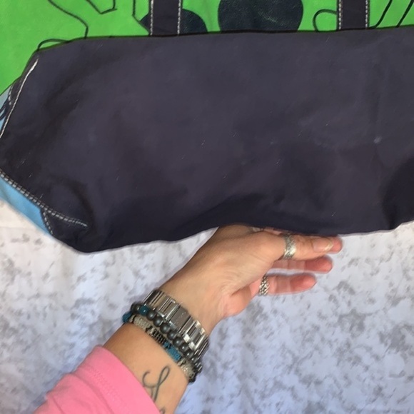 Disney Parks Authentic Original Mickey Mouse Large Canvas Tote Bag Blue & Green - Picture 4 of 13